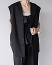 vonique / 2way No collar Vest (BLK)