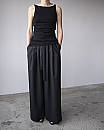 ENFOLD / TUCK WIDE-PANTS (Black)