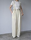 ENFOLD/STRAP TROUSERS(m white)