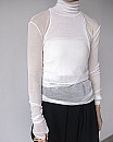 SEEALL/ LAYRED SHEER HIGH NECK TEE