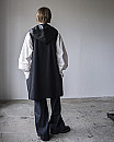 villd / sleeveless leather combi  Vest (BLK) レザーフード付き