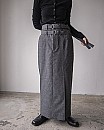 JANE SMITH/ WOOL SILK HOUNDSTOOTH DOUBLE BELT SKIRT