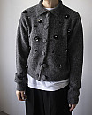 OPEN SESAME CLUB / Sequin Flower Knit Jacket / GRAY