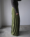 villd / crushed velor wide tuck pants (GREEN)