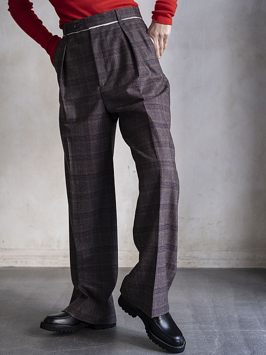 PERD /  tuck wide pants (check)