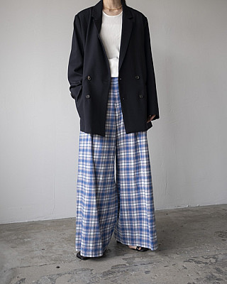 HOLIDAY /CHECK DRAWSTRINGS SUPER WIDE PANTS
