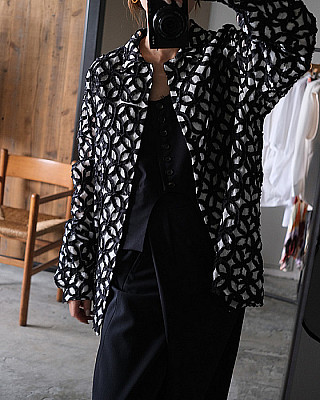 villd / embroidery shirt  (BLACK)