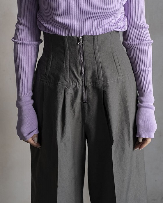 JANE SMITH/ BACK LACE UP WIDE PANTS
