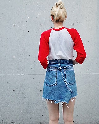 Upcycle Denim mini skirt  (S)