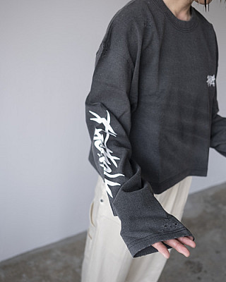 HOLIDAY /SUPER FINE DRY CROPPED DAMAGE L/S T-SHIRT