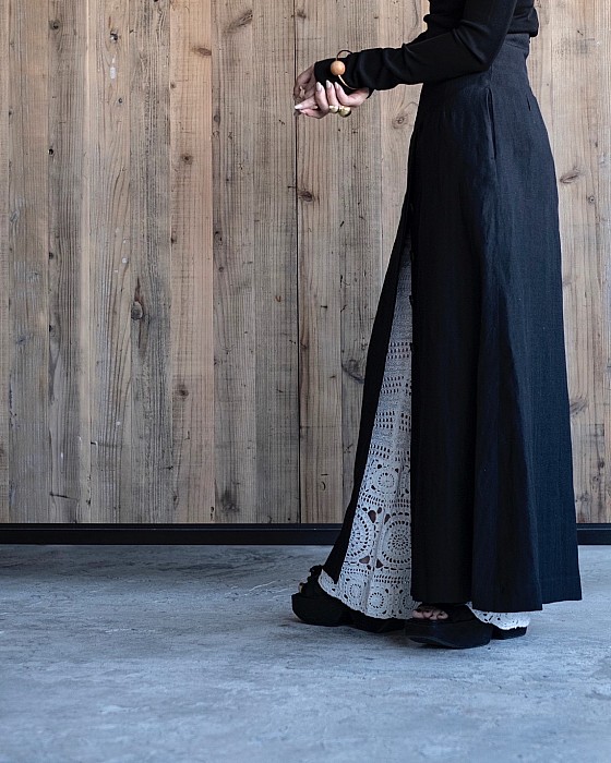 [SALE]JANE SMITH/wool linen corset detail long skirt