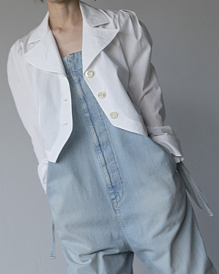 Pan / cotton poplin puff blouse