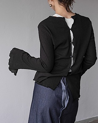 VONIQUE/ cut and sew 2way cardigan (black)