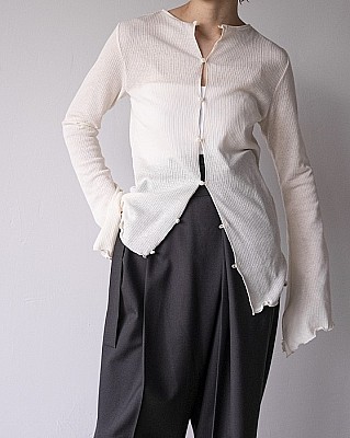 (予約商品)VONIQUE/ cut and sew 2way cardigan (Ivory)