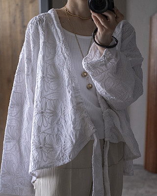 SEEALL / embroidery gather tops