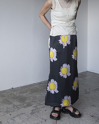 TELMA / Printed Checked Skirt (BLK)