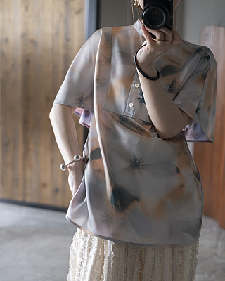 TELMA / Printed Cape Shirt
