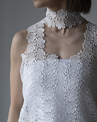 PAN /bischoff butterfly lace neck wear (WHITE)