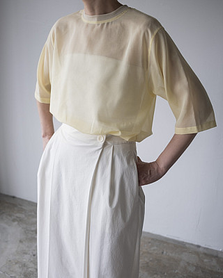 【予約販売】villd /cotton Organdy T-shirt (Yellow )
