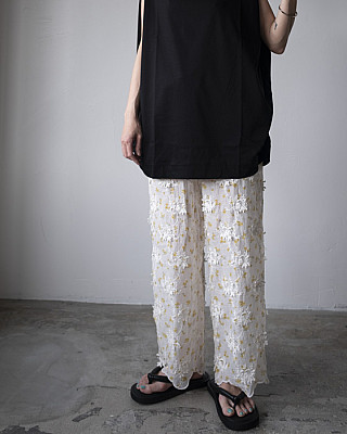 Crinkle Crinkle Crinkle / sheer flower easy pants