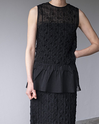 OPEN SESAME CLUB / sheerlattice tops / BLACK