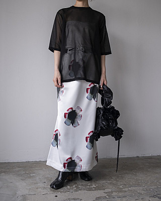 TELMA / Printed Checked Skirt (WHT)