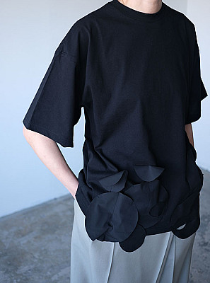 ENFOLD/ CIRCLE-HEM T-SHIRT