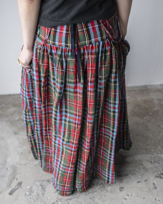 新品HOLIDAY CHECK VOLUME STRAP DRESS HOLIDAY CHECK LINEN VOLUME STRAP DRESS