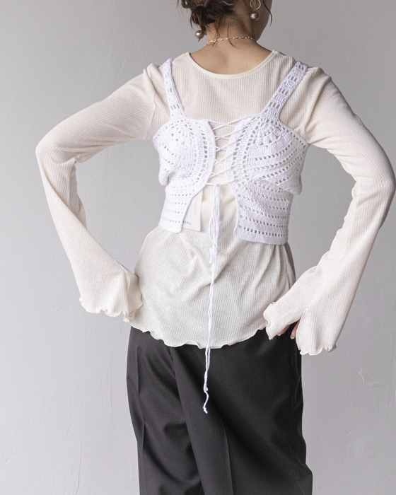 トップス VONIQUE/cut and sew 2way cardigan VONIQUE / VONIQUE/ cut and sew 2way cardigan (Ivory)