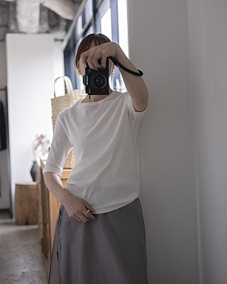 【予約商品】vonique / soft twist T-shirt (off White)