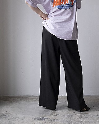 ENFOLD/RELAX ELASTIC WIDE-TROUSERS