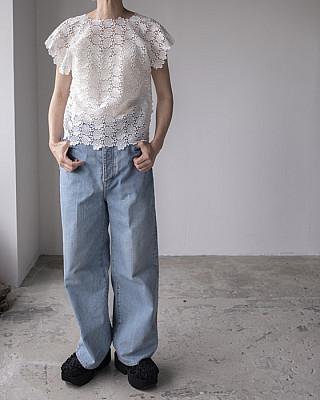pan/ bischoff butterfly lace s/s blouse