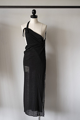 GABRIELA COLL GARMENTS "NO.334 LINEN JERSEY HOODED DRESS/ BLACK"