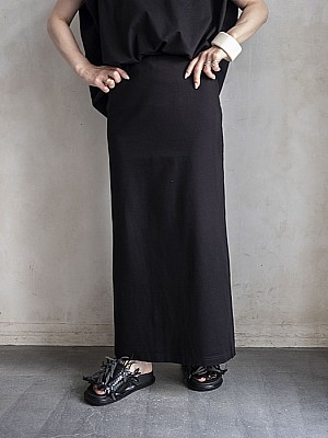 VONIQUE / cotton Jersey long skirt (Black)