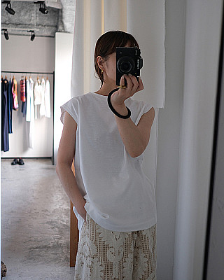 vonique/ Oversized Sleeveless T-Shirt(WHITE)