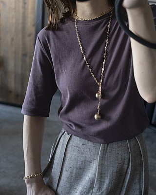vonique / soft twist T-shirt (plum brown)