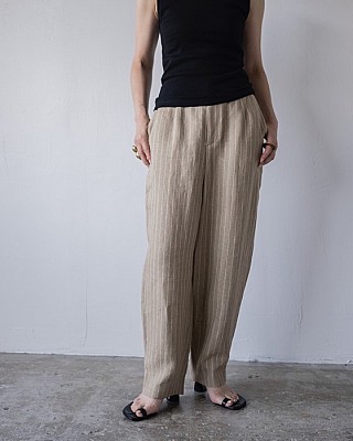 ENFOLD/ TAPERED LINEN PANTS