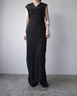 GABRIELA COLL GARMENTS "NO.334 LINEN JERSEY HOODED DRESS/ BLACK"
