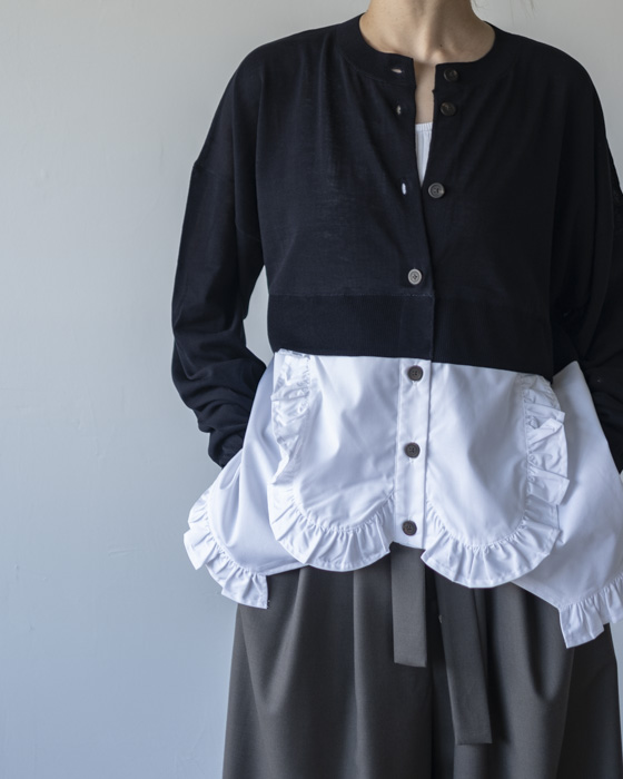 ENFOLD FRILL-BOTTOM CARDIGAN