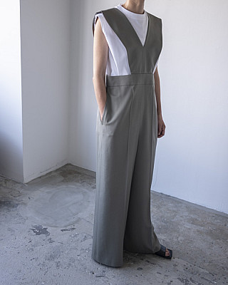 ENFOLD アイボリー 圧縮ウール DROP VEST ホワイト Zip Vest / WHITE – &her