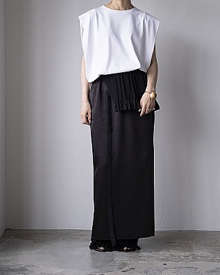 vonique/ satin long skirt (black)