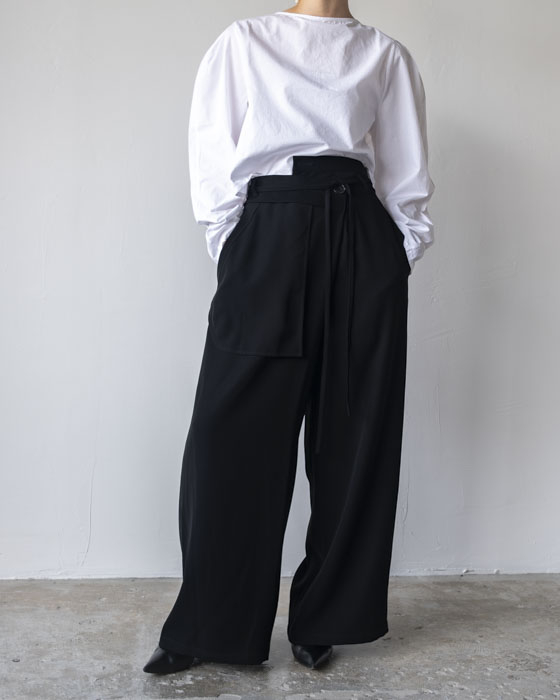 VONIQUE / ENFOLD/ BELT WIDE ASYMMETRY-TROUSERS