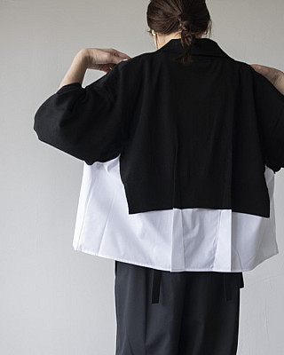 ENFOLD/ FAKE-LAYERED CARDIGAN