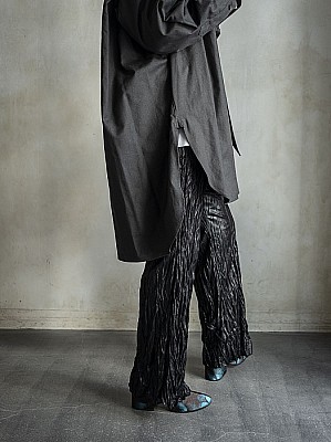 5knot/CRINKLE-FIN FLAIR TROUSERS<black><sale>
