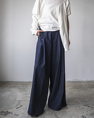 villd / tuck wide denim pants (Indigo)