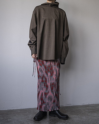 villd/ stand collar 2way Blouse (brown)