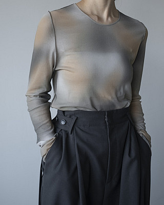 HAKUJI / Blur-painted print rib LS PO