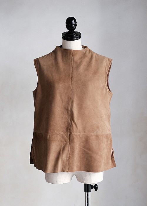 SEEALL/ LEATHER SCARF TOP