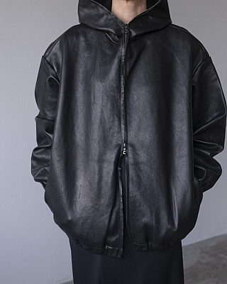 Gabriela Coll Garments/ NO.216 LEATHER HOODED ZIPPER JACKET