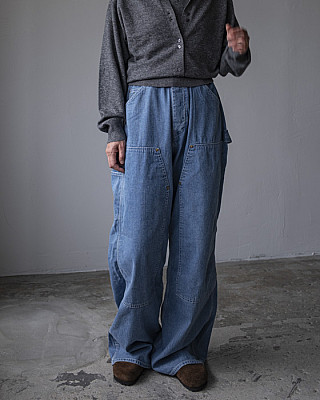 HOLIDAY /DOUBLE KNEE DRAWSTRINGS DENIM PANTS(PINK STITCH)